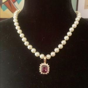 ROMAN Faux Pearl Cabochon Crystal Bead PENDANT